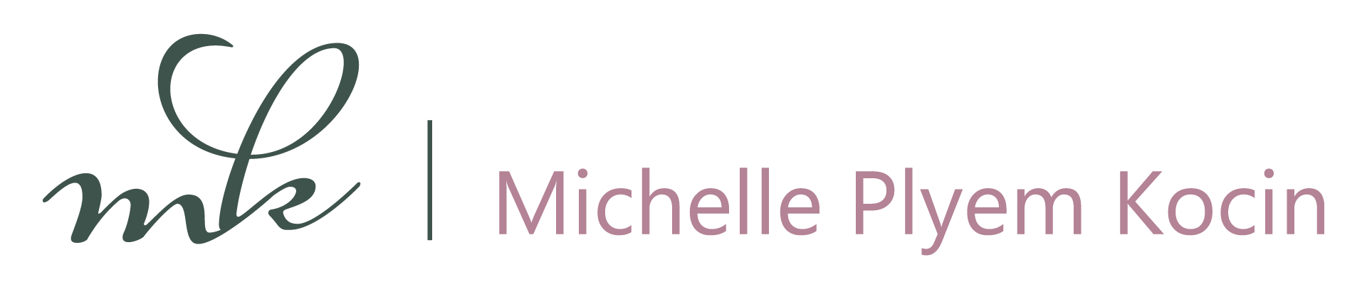 MK logo with full name green and pink